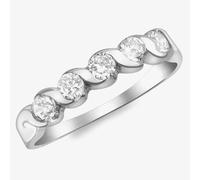 T. H. Baker 9ct White Gold 5-Stone Crystal Swirl Ring 5.84.5771 - M