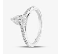 T. H. Baker 9ct White Gold Certified Lab Grown 1.20ct Pear & Brilliant Cut Diamond Shoulder Set Solitaire Ring LGR35522-120 (WG) - N