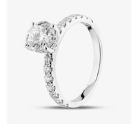 T. H. Baker 9ct White Gold Certified Lab Grown 1.50ct Brilliant Cut Diamond Shoulder Set Solitaire Ring LGR43483-150 - N