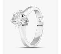 T. H. Baker 9ct White Gold Clear Crystal Six Claw Solitaire Ring MR4130W - L