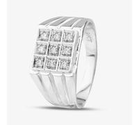 T. H. Baker 9ct White Gold Cubic Zirconia Square Signet Ring DIV90W - X