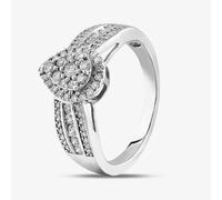 T. H. Baker 9ct White Gold Diamond Pear Shape Cluster Shoulder Set Ring TH012525113977 - L