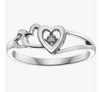 T. H. Baker 9ct White Gold Diamond Triple Open Heart Ring CH406WG-10 - M