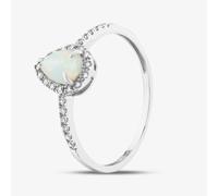 T. H. Baker 9ct White Gold Opal & 0.10ct Diamond Pear Cluster Ring DR1606WOP - L