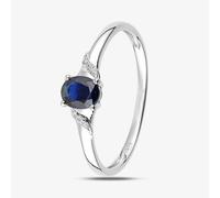 T. H. Baker 9ct White Gold Oval Blue Sapphire Ring DR1612WSA - M