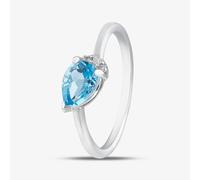 T. H. Baker 9ct White Gold Pear Cut Blue Topaz & Diamond Crossover Ring 4431-10 - Q