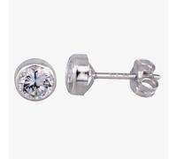 T. H. Baker 9ct White Gold Round Cubic Zirconia 5mm Stud Earrings 5.57.3423