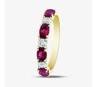 T. H. Baker 9ct White Gold Ruby & 0.2ct Diamond Half Eternity Ring 50L77WG RUBY - O