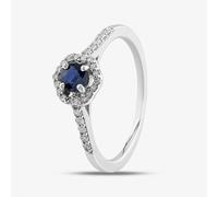 T. H. Baker 9ct White Gold Sapphire & Diamond Halo Ring OJR1701-BS - K