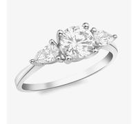 T. H. Baker 9ct White Gold Three Stone Crystal Ring 5.84.7691 - Q