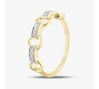 T. H. Baker 9ct Yellow Gold 0.06ct Brilliant Cut Diamond Link Shaped Ring THR41642-06 L - N