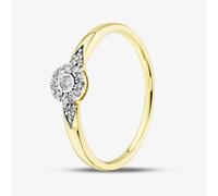 T. H. Baker 9ct Yellow Gold 0.08ct Brilliant Cut Diamond Cluster Shoulder Set Ring THR44876-08 (YG) - K