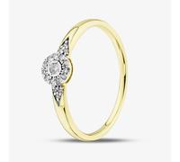 T. H. Baker 9ct Yellow Gold 0.08ct Brilliant Cut Diamond Cluster Shoulder Set Ring THR44876-08 (YG) - M
