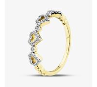 T. H. Baker 9ct Yellow Gold 0.10ct Brilliant Cut Pave Set Diamond Multi Heart Ring THR29464-10 - L