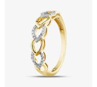 T. H. Baker 9ct Yellow Gold 0.10ct Diamond Open Hearts Ring TH014821R - O