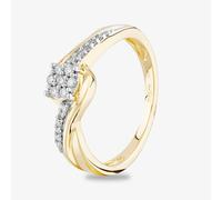 T. H. Baker 9ct Yellow Gold 0.15ct Diamond Cluster Twist Ring TH014860R - O