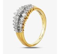 T. H. Baker 9ct Yellow Gold 0.50ct Diamond Claw Set Three Row Ring TH011776R - Q