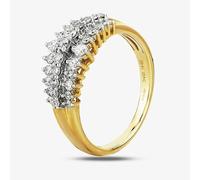 T. H. Baker 9ct Yellow Gold 0.50ct Diamond Claw Set Three Row Ring TH011776R - R