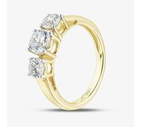 T. H. Baker 9ct Yellow Gold 1.00ct Brilliant Cut Lab Grown Diamond Three Stone Ring LGR5026-100 - P