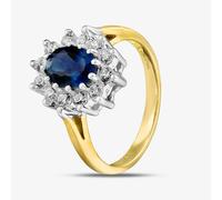 T. H. Baker 9ct Yellow Gold Blue & Clear Crystal Cluster Ring DIV046B - O