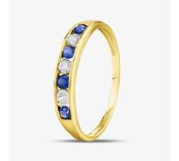 T. H. Baker 9ct Yellow Gold Blue & Clear Cubic Zirconia Half Eternity Ring PR02470SA - L