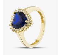 T. H. Baker 9ct Yellow Gold Blue Cubic Zirconia Heart Cluster Ring RBD026YSA - P