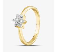 T. H. Baker 9ct Yellow Gold Clear Crystal Flower Cluster Ring DIV057 - L