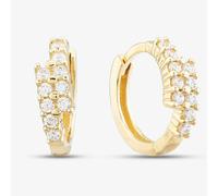 T. H. Baker 9ct Yellow Gold Cubic Zirconia Two Row Hoop Earrings E1630Y
