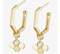 T. H. Baker 9ct Yellow Gold Diamond Hexagonal Tiny Bee Hoop Earrings BEH-9YG-D