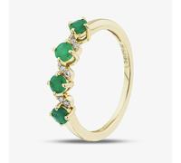 T. H. Baker 9ct Yellow Gold Emerald & Diamond Wave Half Eternity Ring RJR04808-EM - M