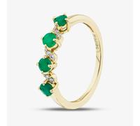 T. H. Baker 9ct Yellow Gold Emerald & Diamond Wave Half Eternity Ring RJR04808-EM - O