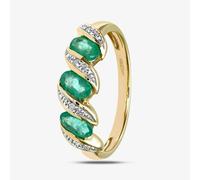 T. H. Baker 9ct Yellow Gold Emerald Swirl Half Eternity Ring PR06270Y EM - K