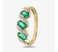 T. H. Baker 9ct Yellow Gold Emerald Swirl Half Eternity Ring PR06270Y EM - N