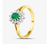 T. H. Baker 9ct Yellow Gold Green & Clear Crystal Cluster Ring DIV006G - M