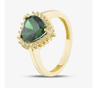 T. H. Baker 9ct Yellow Gold Green Cubic Zirconia Heart Halo Ring RBD026YEM - P