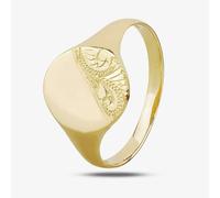 T. H. Baker 9ct Yellow Gold Half-Engraved Oval Signet Ring G36-A - U