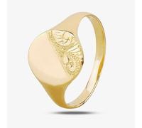T. H. Baker 9ct Yellow Gold Half-Engraved Oval Signet Ring G36-A - W