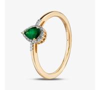 T. H. Baker 9ct Yellow Gold Pear-cut Emerald and Diamond Cluster Ring VR0S604-9KY EM - O