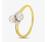 T. H. Baker 9ct Yellow Gold Pearl & Diamond Cross Over Ring PR12591YPRL - K