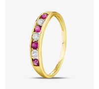 T. H. Baker 9ct Yellow Gold Red & Clear Cubic Zirconia Half Eternity Ring PR02470RU - L