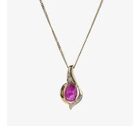 T. H. Baker 9ct Yellow Gold Ruby and Diamond Swirl Pendant P1860/7-10 RUBY
