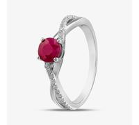 T. H. Baker 9ct Yellow Gold Ruby & Diamond Crossover Ring OJR1703-R - Q