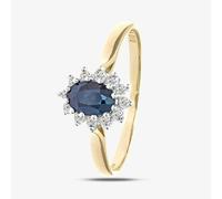 T. H. Baker 9ct Yellow Gold Sapphire & 0.10ct Diamond Cluster Ring PR05244Y SA - N