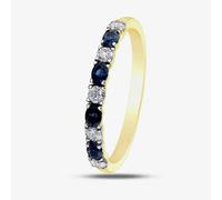 T. H. Baker 9ct Yellow Gold Sapphire & 0.2ct Diamond Half Eternity Ring 50L76-9 - O