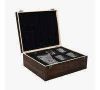 T. H. Baker Harvey Makin Four Whiskey Glasses & Decanter Set In Wooden Box Glassware HM2270