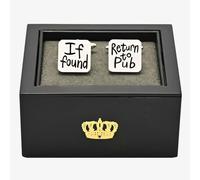 T. H. Baker Harvey Makin If Found Return To Pub Brushed Cufflinks HM2386