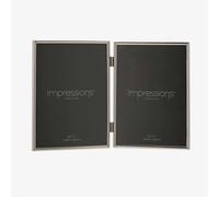 T. H. Baker Impressions Silver Plated 5x7 Inch Double Photo Frame 8174