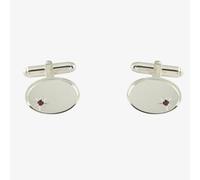 T.H.Baker Men's Sterling Silver Oval Edged Ruby Toggle Cufflinks LH45 T/R T.H.Baker Silver One Size