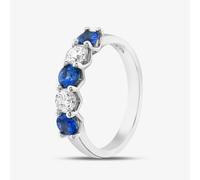 T. H. Baker Platinum Blue 0.72ct Sapphire & 0.43ct Brilliant Cut Diamond Half Eternity Ring 22707