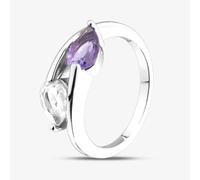 T. H. Baker Rhodium Plated Sterling Silver Amethyst & Topaz Crossover Ring 8.86.0069 - M